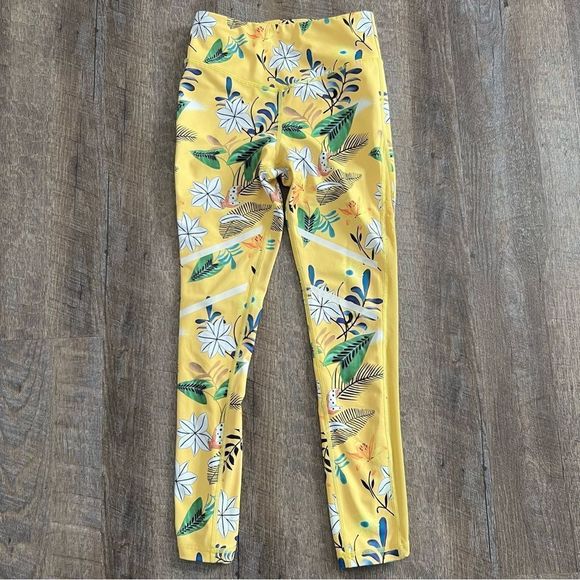 ZYIA Pants - ZYIA ACTIVE Leggings Womens sz 2 Yellow Floral Reflective Hi-Rise Light n Tight